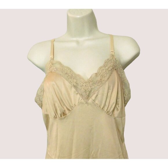 Vintage Figurfit Full Slip Womens 32 Beige Lace Anti Cling Adj Straps - Picture 2 of 9